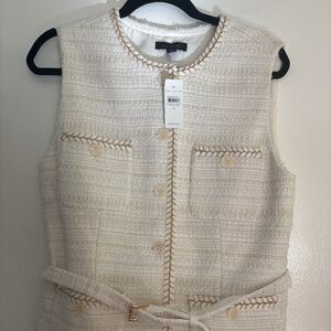 Ann Taylor white tweed vest